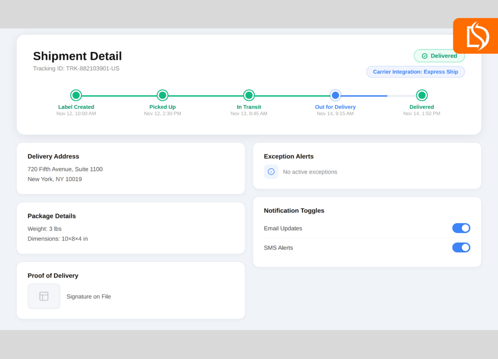 Automated certificate shipment detail